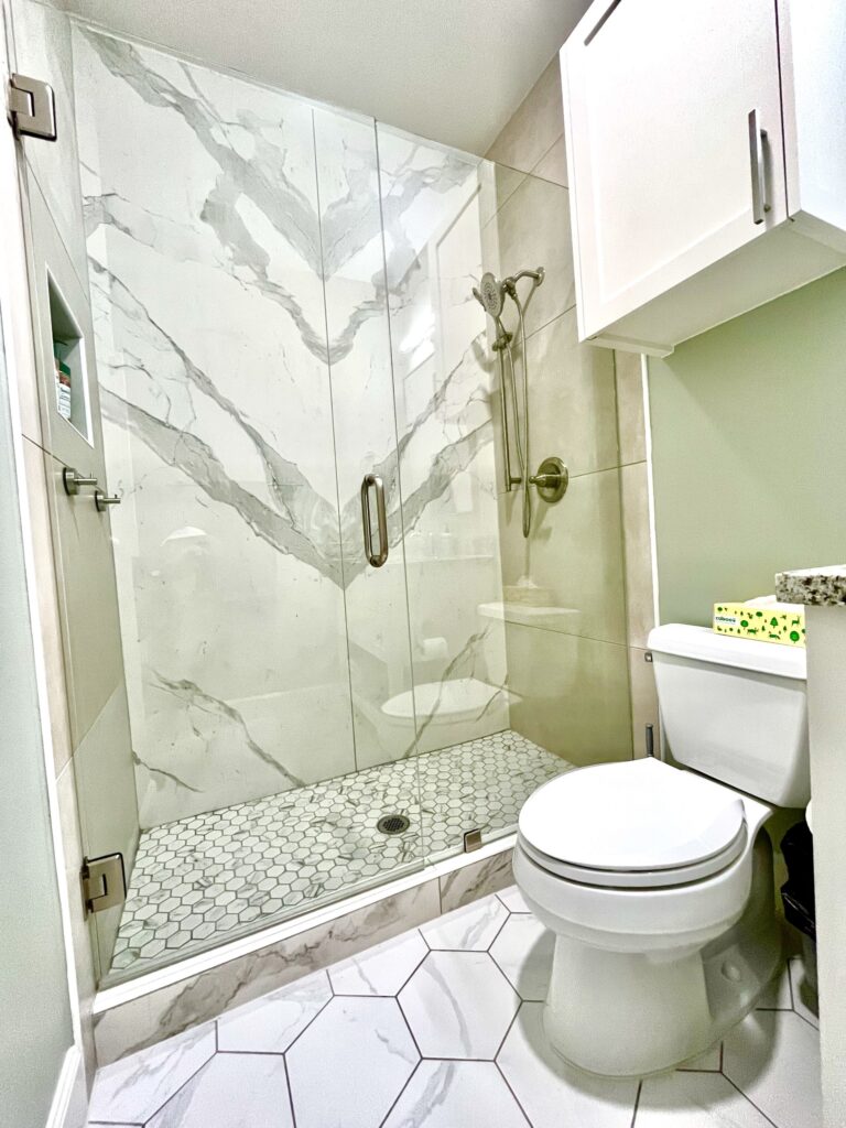 Quartz Slab Walk in Shower